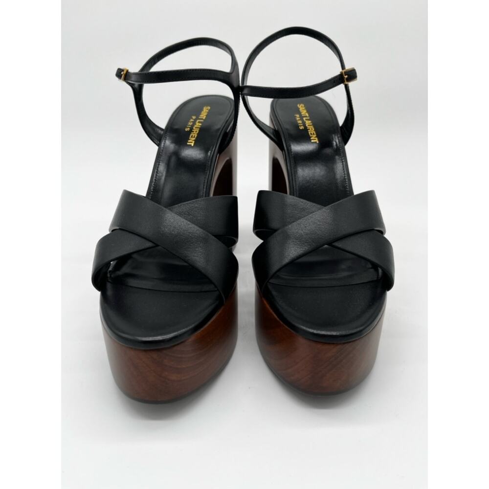 Saint Laurent Bianca Platform Sandals Black Leather - US 11 (EU 41) - Picture 7 of 15